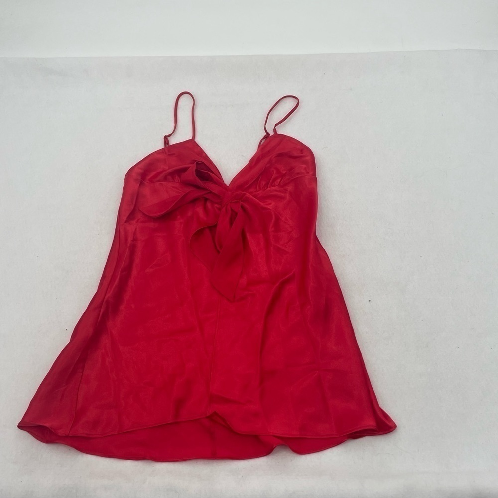 VICTORIA’S SECRET Women’s Red Satin Tie front Nightie Chemise Lingerie Medium